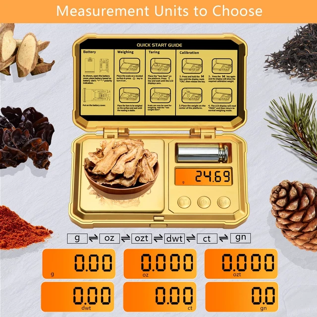 Alt view image 4 of 6 - Digital Pocket Gram Scale 300g x 0.01g Accuracywith 50g Weights | Small Mini High Precision Gold Scale Digital Weight Grams And Oz For Jewelry,DiamondArrows, Powders And Medicine