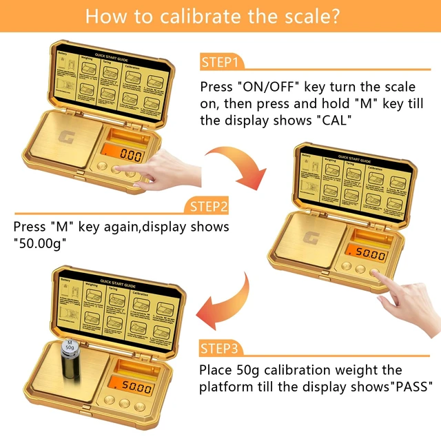 Alt view image 5 of 6 - Digital Pocket Gram Scale 300g x 0.01g Accuracywith 50g Weights | Small Mini High Precision Gold Scale Digital Weight Grams And Oz For Jewelry,DiamondArrows, Powders And Medicine