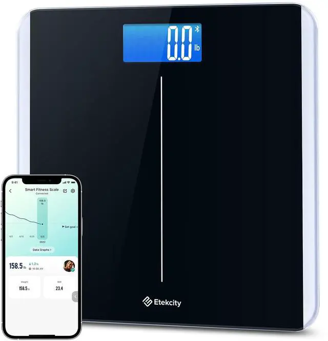 Main image of Smart Digital Bathroom Scale for Body Weight and BMI, Black