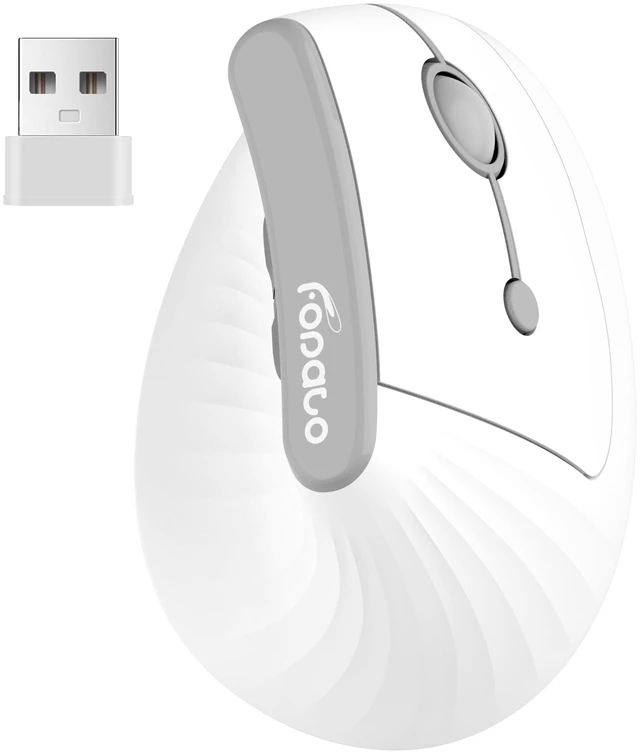 Main image of Ergonomic Vertical Mouse, Silent Wireless Bluetooth Mouse | BT5.0 and 2.4G, 3 Adjustable DPI for PC,Mac,Laptop,Computer,Home,Office Use (White)