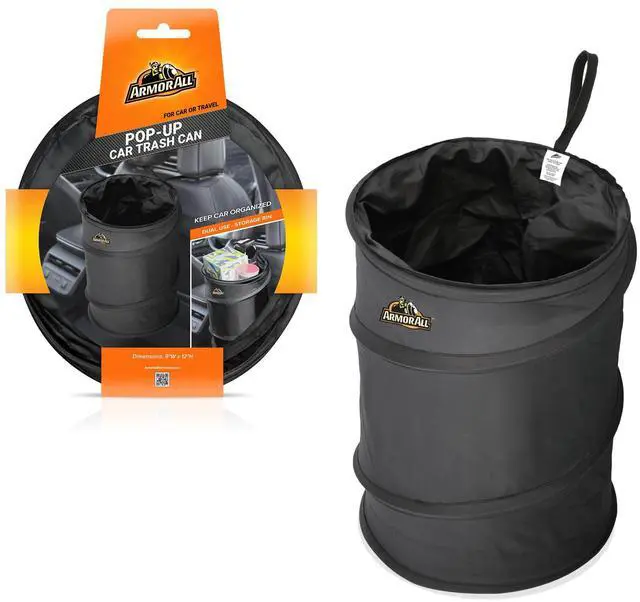 Main image of Car Trash Can, 3.3 Gallon Pop-Up Garbage Bin, Waterproof, Loop for Hanging, Velcro Base, Washable, Metal Frame, Portable Collapsible Design for Easy Storage, 12 Inch High x 9 Inch Wide