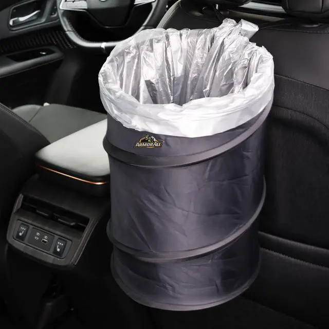 Alt view image 6 of 7 - Car Trash Can, 3.3 Gallon Pop-Up Garbage Bin, Waterproof, Loop for Hanging, Velcro Base, Washable, Metal Frame, Portable Collapsible Design for Easy Storage, 12 Inch High x 9 Inch Wide