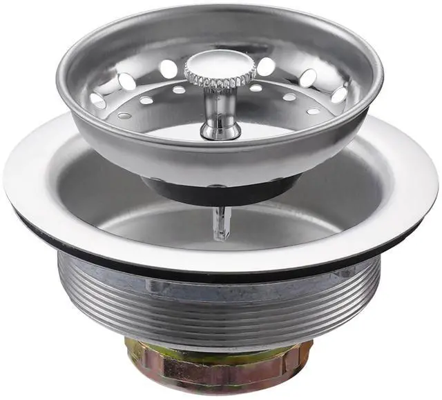 Main image of Kitchen Sink Stainless Steel Basket Strainer with Drain Assembly, 3-1/2 Inch Sink Drain Stopper Plug