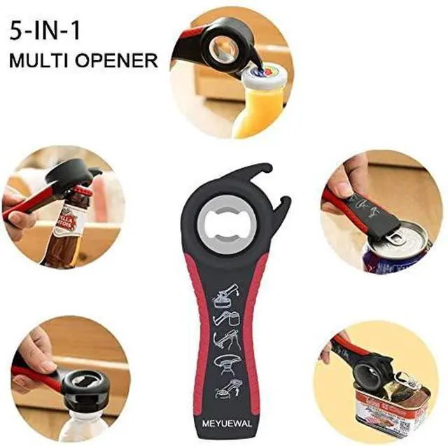 Alt view image 3 of 7 - Jar Opener, 5 in 1 Multi Function Can Opener Bottle Opener Kit with Silicone Handle Easy to Use for Children, Elderly and Arthritis Sufferers (Apple Red