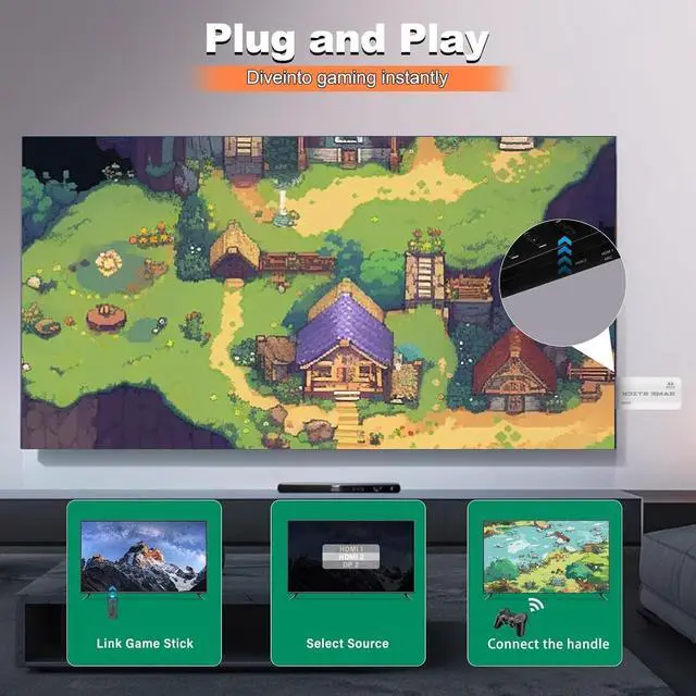 Alt view image 6 of 7 - New Retro Gaming Console & Game Stick Pro - 20,000+ Classic Video Games, 23 Emulators, Dual Wireless Controllers, 4K HDMI Output, Plug & Play, Compatible with TV, PC, Projector, 64GB