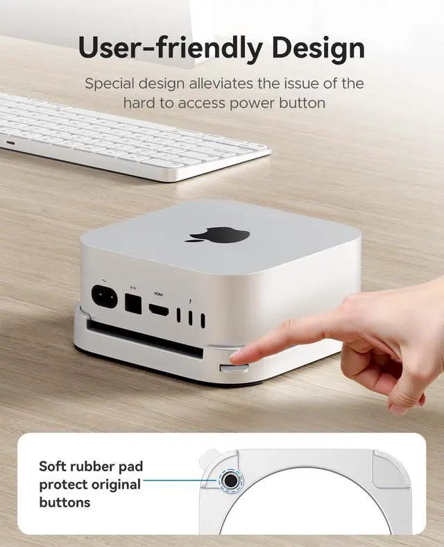 Alt view image 2 of 6 - Stackable Mac mini Stand - Modular Interlocking Design, 360° Ventilation & Premium ABS Silver Finish, Space-Saving Stand for M4 or M4 Pro Mac mini-ST02