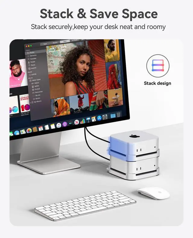 Alt view image 3 of 6 - Stackable Mac mini Stand - Modular Interlocking Design, 360° Ventilation & Premium ABS Silver Finish, Space-Saving Stand for M4 or M4 Pro Mac mini-ST02