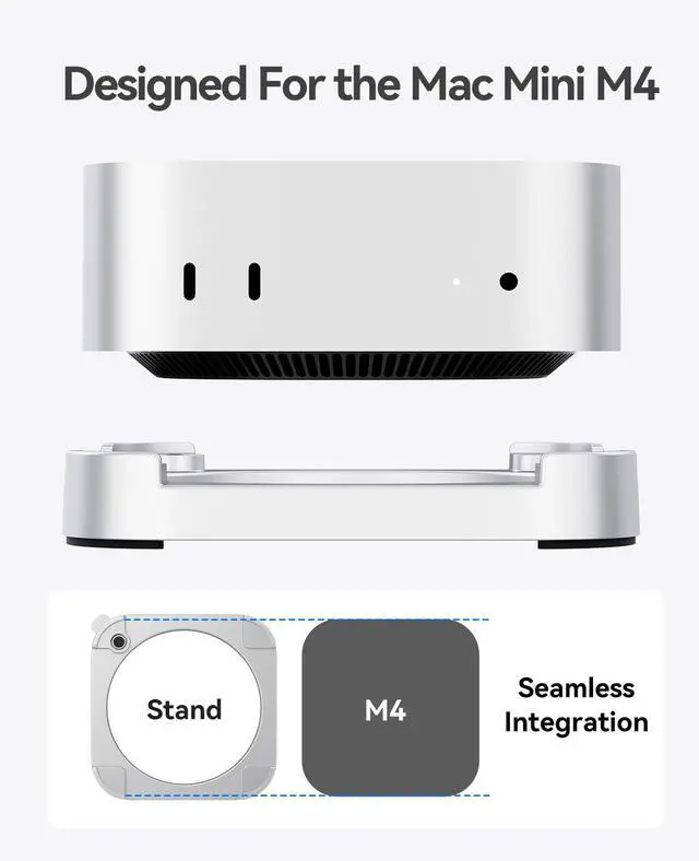 Alt view image 5 of 6 - Stackable Mac mini Stand - Modular Interlocking Design, 360° Ventilation & Premium ABS Silver Finish, Space-Saving Stand for M4 or M4 Pro Mac mini-ST02