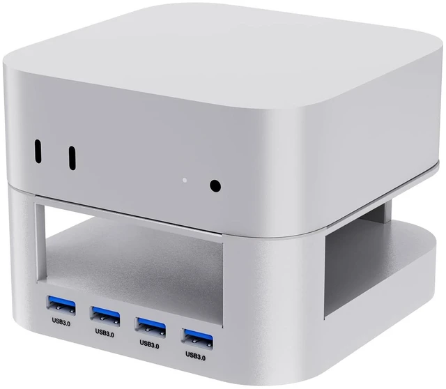 Main image of VOOPII Mac mini M4 Docking Station for Mac mini M4 / M4 Pro, USB-C Hub with 4 USB-A High-Speed Data Ports, Aluminum Stand Dock with Cooling & Power Button Access (KM28-Pro)