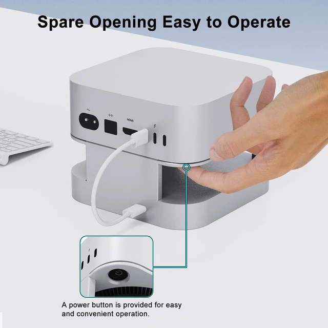 Alt view image 2 of 7 - VOOPII Mac mini M4 Docking Station for Mac mini M4 / M4 Pro, USB-C Hub with 4 USB-A High-Speed Data Ports, Aluminum Stand Dock with Cooling & Power Button Access (KM28-Pro)