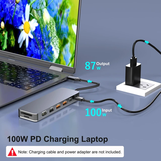 Alt view image 4 of 7 - USB C Docking Station with M.2 NVMe SSD Enclosure 10Gbps, 9 in 1 USB-C Hub, Type C SSD Slot with 4K@60Hz HDMI, USB 3.2 Gen2, PD100W, SD/TF Card Reader, Laptop Docking Station for Dell/HP/Lenovo/Mac