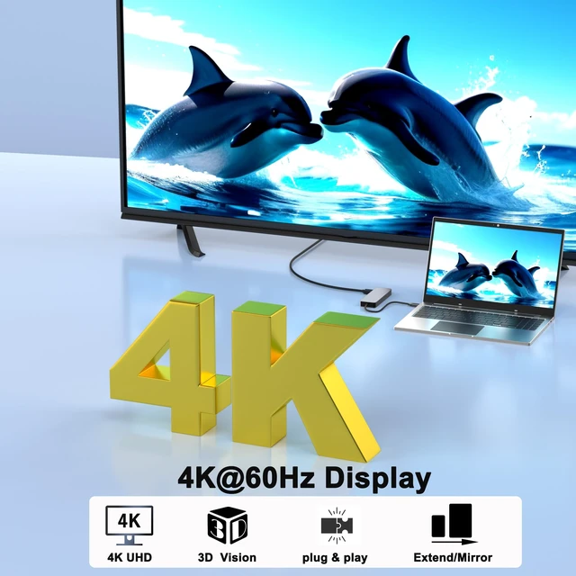 Alt view image 7 of 7 - USB C Docking Station with M.2 NVMe SSD Enclosure 10Gbps, 9 in 1 USB-C Hub, Type C SSD Slot with 4K@60Hz HDMI, USB 3.2 Gen2, PD100W, SD/TF Card Reader, Laptop Docking Station for Dell/HP/Lenovo/Mac