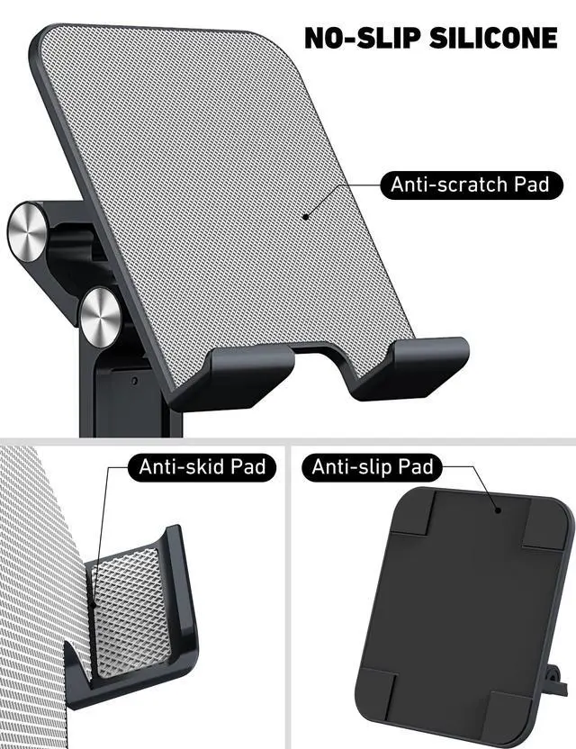 Alt view image 4 of 7 - iPad Stand for Desk - Adjustable Foldable Tablet Stand Holder for iPad Accessories Display Stand PC Office Accessories, Black