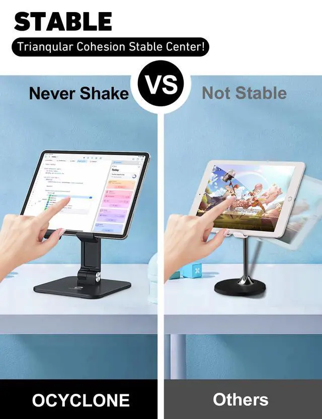 Alt view image 5 of 7 - iPad Stand for Desk - Adjustable Foldable Tablet Stand Holder for iPad Accessories Display Stand PC Office Accessories, Black