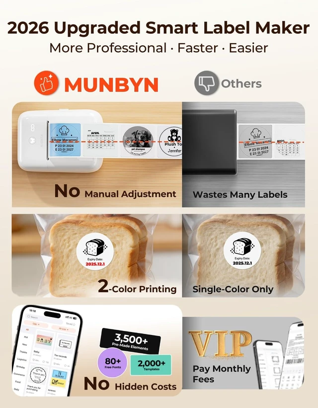Alt view image 2 of 7 - FM226 Bluetooth Label Printer, Wireless Thermal Sticker Maker | Dual-color thermal printing, auto alignment, inkless design, long battery life, batch PDF print, multi-size label support