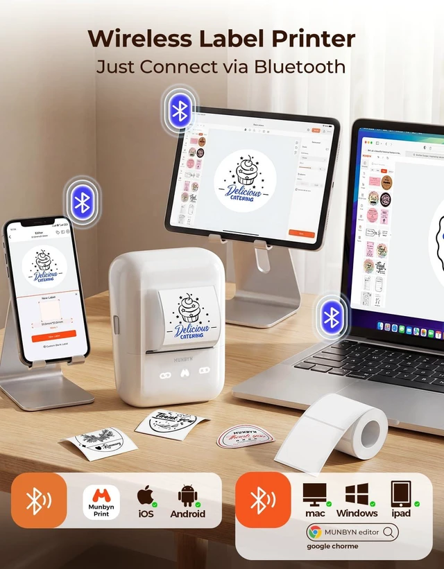 Alt view image 4 of 7 - FM226 Bluetooth Label Printer, Wireless Thermal Sticker Maker | Dual-color thermal printing, auto alignment, inkless design, long battery life, batch PDF print, multi-size label support