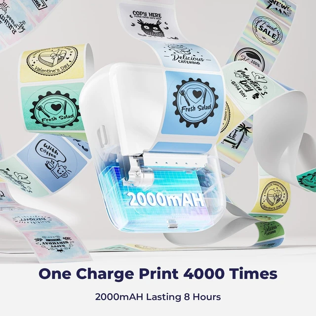 Alt view image 6 of 7 - FM226 Bluetooth Label Printer, Wireless Thermal Sticker Maker | Dual-color thermal printing, auto alignment, inkless design, long battery life, batch PDF print, multi-size label support