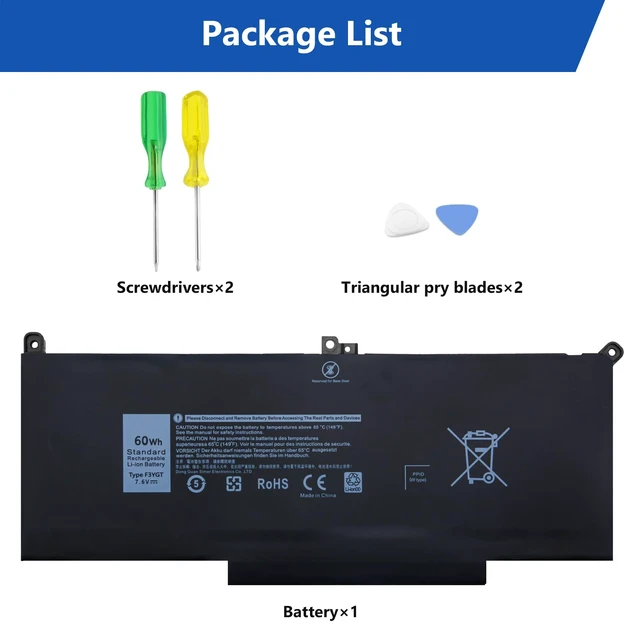 Alt view image 7 of 7 - F3YGT Battery Replacement for Dell Latitude 14 7000 7480 7490/13 7000 7380 7390 P29S002/12 7000 7280 7290 Series 0DM3WC DM3WC DM6WC 2X39G KG7VF V4940 451-BBYE 453-BBCF