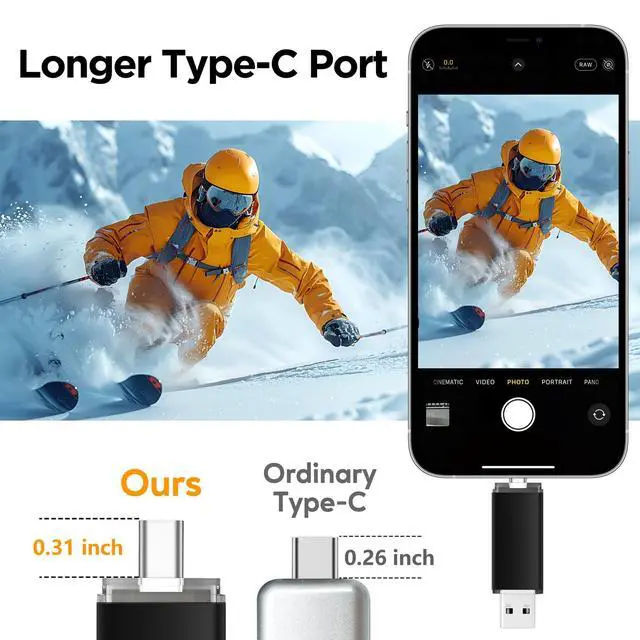 Alt view image 7 of 7 - 8GB USB C Flash Drive Dual USB 2.0, AreTop Type-C 2-in-1 Thumb Drive