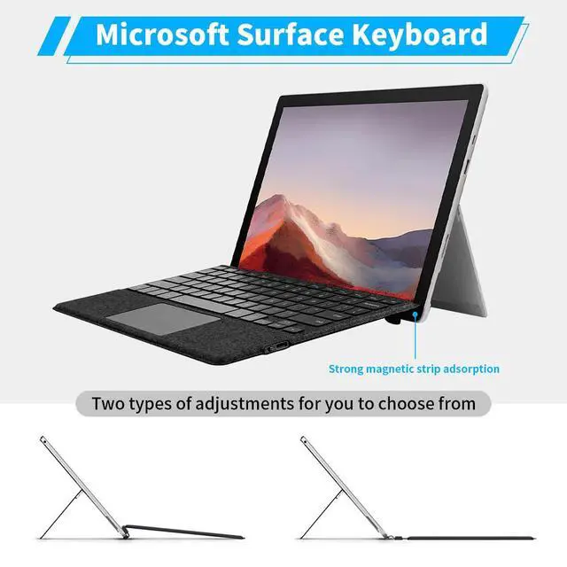 Alt view image 5 of 7 - Microsoft Surface Pro Keyboard for 11/10/9/8/X, 13" Ultra-Thin Detachable Bluetooth Type Cover with 7-Color Backlit, Multi-Touch Trackpad & Pen Holder