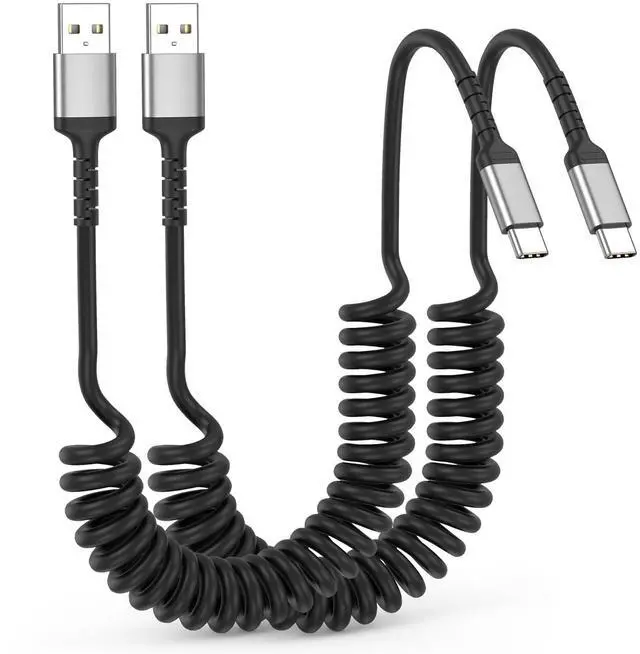 Main image of Car Carplay Cable 2Pack 3ft Coiled USB A to USB C Cable for Android Auto CarPlay, USB C Car Cable Fast Charging for iPhone 17 16 15 Samsung Galaxy S25 S24 S23, USB C Cable Coiled