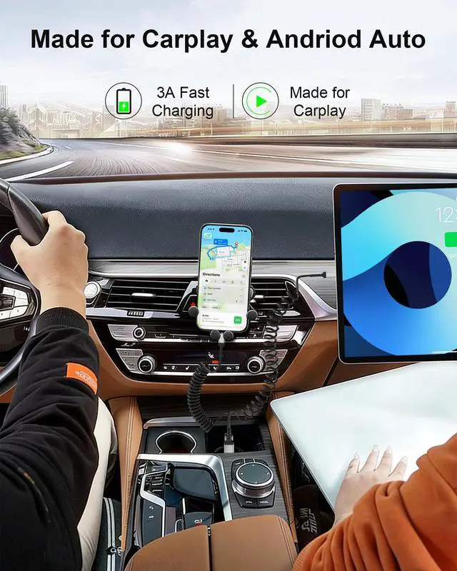 Alt view image 2 of 7 - Car Carplay Cable 2Pack 3ft Coiled USB A to USB C Cable for Android Auto CarPlay, USB C Car Cable Fast Charging for iPhone 17 16 15 Samsung Galaxy S25 S24 S23, USB C Cable Coiled