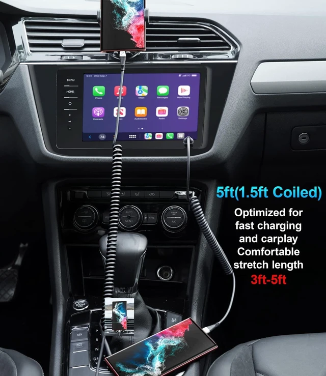 Alt view image 4 of 7 - USB Type C Cable Fast Charging 2Pack 5ft Coiled USB A to USB C Charge Cable | for Android Auto Charging Cord Compatible with iPhone 17/16/15/Plus/Pro/Samsung Galaxy S20 S10 and More USB C Devices