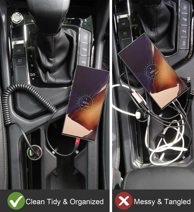 Alt view image 5 of 6 - Coiled USB A to USB C Cable for Car 6FT 2Pack USB C Charger Cable Fast | Charging Type C Charger Cord USB-C Cable Compatible with iPhone 17/16/15/Pro Max/Samsung Galaxy S23/Carplay/Android Auto-Red