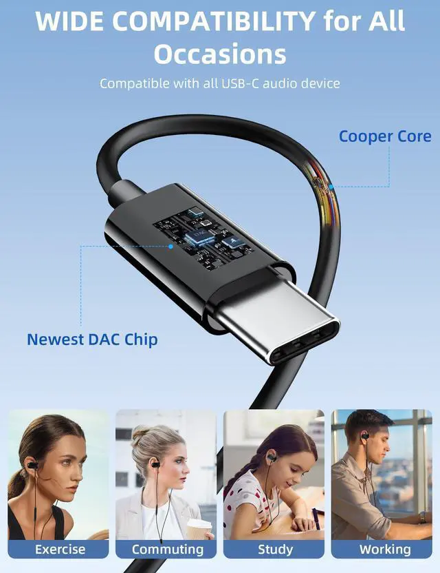 Alt view image 5 of 7 - USB Type C Headphone Open Ear Adjustable Over Ear Hook Headset School Kid Corded Earphone Laptop Wired Earbuds for iPhone 17 Pro Max 16 16e 15/Samsung A17 S25 S24 Flip/Android for iPad A16/Pixel 10 9a