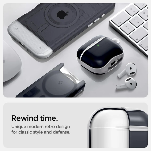 Alt view image 3 of 7 - Ultra Hybrid Classic C1 for AirPods 5 / AirPods 4 Case (2026/2024) Retro Design Inspired by Apple iMacG3, Case Cover with Carabiner Key Chain, Graphite