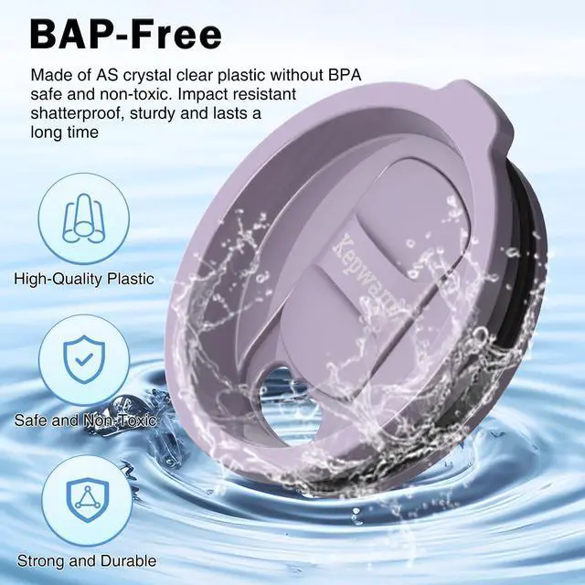 Alt view image 3 of 7 - Replacement Spill-Resistant Sliding Lid for Kepwam Self Heating Coffee Mug BPA-Free, Easy to Use & Clean, Compatible with T1, T2 & T2 Plus Smart Mugs (Lilac Violet)