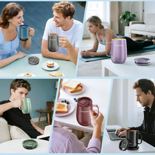 Alt view image 6 of 7 - Replacement Spill-Resistant Sliding Lid for Kepwam Self Heating Coffee Mug BPA-Free, Easy to Use & Clean, Compatible with T1, T2 & T2 Plus Smart Mugs (Lilac Violet)