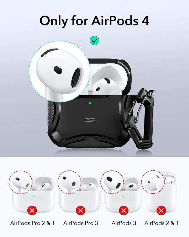 Alt view image 2 of 7 - for AirPods 4 Case, Compatible with AirPods 4th Generation Case (2024), Compatible with MagSafe, Powerful Drop Protection, Magnetic Lid, Cyber Series, Black