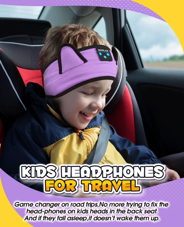 Alt view image 6 of 7 - Kids Headphones Headband Wireless, Kids Bluetooth Headband, Baby Headphones with Thin Speakers & Wired Playback 3.5 MM Jack, Perfect Toddlers & Children's Earphones for Home, School & Travel