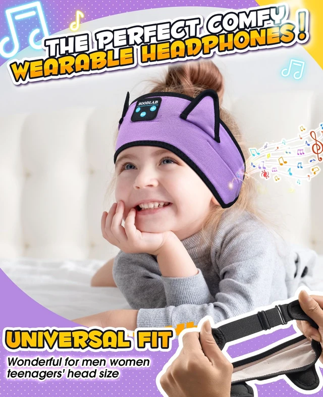 Alt view image 7 of 7 - Kids Headphones Headband Wireless, Kids Bluetooth Headband, Baby Headphones with Thin Speakers & Wired Playback 3.5 MM Jack, Perfect Toddlers & Children's Earphones for Home, School & Travel