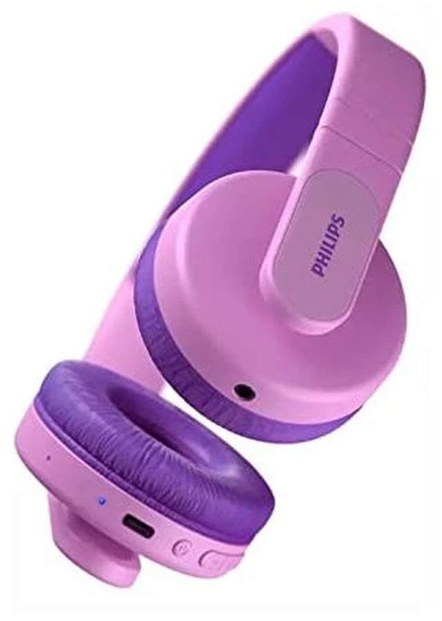 Alt view image 4 of 7 - K4206 Kids Wireless On-Ear Headphones, Bluetooth + Cable Connection, 85dB Limit for Safer Hearing, Built-in Mic, 28 Hours Play time, Parental Controls via Headphones, pink
