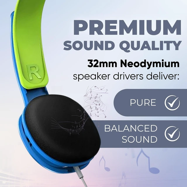 Alt view image 3 of 7 - Kids Headphones with Cord, On-Ear Wired Headphones for Kids with Comfortable Fit & Clear Stereo Sound, 85dB Volume Limiter Headset for School/Tablet/iPad/Kindle, Ideal for Boys & Toddlers