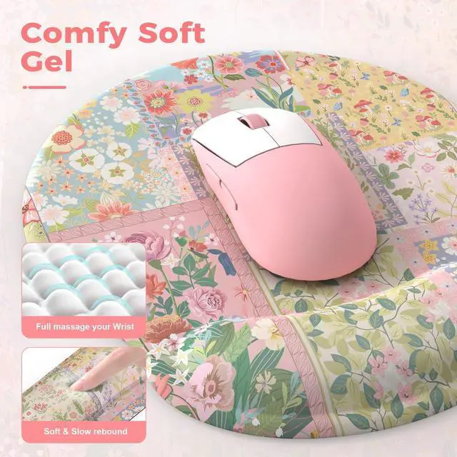 Alt view image 4 of 7 - Mouse Pad and Keyboard Wrsit Rest, Anti-Fatigue Gel Wrist Rest for Keyboard, Mouse Pad Set for Computer Women Office (Pink Floral)
