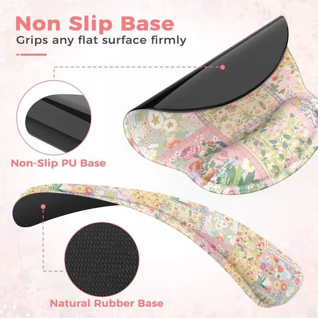 Alt view image 5 of 7 - Mouse Pad and Keyboard Wrsit Rest, Anti-Fatigue Gel Wrist Rest for Keyboard, Mouse Pad Set for Computer Women Office (Pink Floral)
