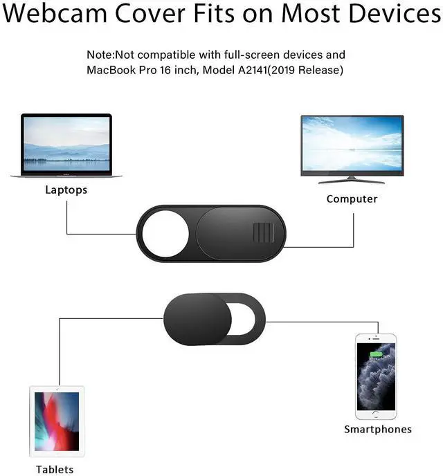 Alt view image 4 of 7 - Webcam Cover Slide, 14 Pack Webcam Cover, Ultra-Thin Camera Cover for Laptop, Desktop, PC, MacBook, iPad, Tablet, iPhone, Cell Phone, Laptop Camera Cover Slide to Protect Your Privacy(Black)