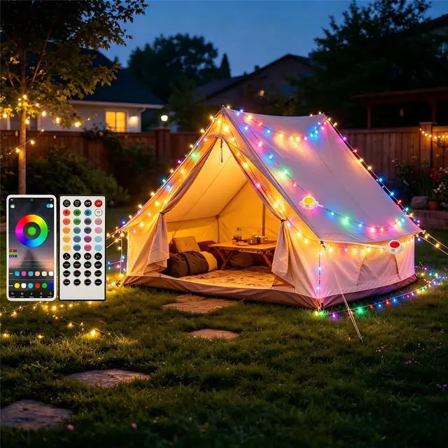 Main image of 50ft Permanent Outdoor Lights for Mother's Day, IP67 Waterproof with App & Remote Control, Courtyard Party Light Strips Flexible Outdoor DIY Tape Lights for Balcony Deck Garden