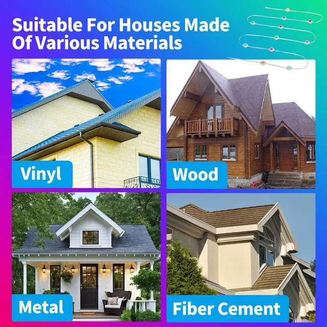 Alt view image 7 of 7 - 50ft Permanent Outdoor Lights for Mother's Day, IP67 Waterproof with App & Remote Control, Courtyard Party Light Strips Flexible Outdoor DIY Tape Lights for Balcony Deck Garden