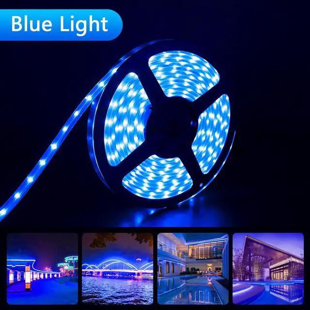 Alt view image 3 of 7 - UT Solar LED Strip Lights Outdoor, 16.4ft 280LEDs, Solar Powered Blue Light LED Strip with 8 Lighting Modes IP67 Waterproof 2835 SMD Rope Lights for Garden Trees Christmas Party Decor