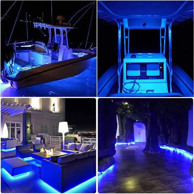 Alt view image 5 of 7 - UT Solar LED Strip Lights Outdoor, 16.4ft 280LEDs, Solar Powered Blue Light LED Strip with 8 Lighting Modes IP67 Waterproof 2835 SMD Rope Lights for Garden Trees Christmas Party Decor
