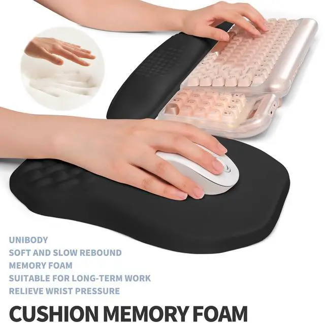 Alt view image 4 of 6 - 2-in-1 Ergonomic Set, Wave Keyboard Wrist Rest and Massage Slope Mouse Pad Wrist Support, Rebound Memory Foam for Relieve Carpal Tunnel Syndrome and Wrist Pain (Black)