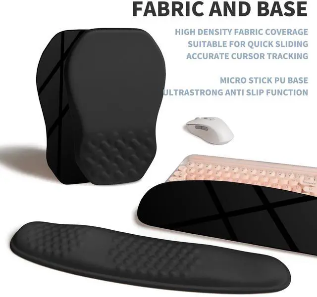 Alt view image 6 of 6 - 2-in-1 Ergonomic Set, Wave Keyboard Wrist Rest and Massage Slope Mouse Pad Wrist Support, Rebound Memory Foam for Relieve Carpal Tunnel Syndrome and Wrist Pain (Black)