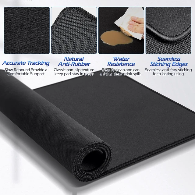 Alt view image 7 of 7 - 4 in 1 Mouse Pad and Keyboard Wrist Rest Set, Large Mouse Pad with Memory Foam Wrist Support Pad for Desk with Coaster, Easy Typing Pain Relief, Gaming Office Home, 31.5x12 inch, Black