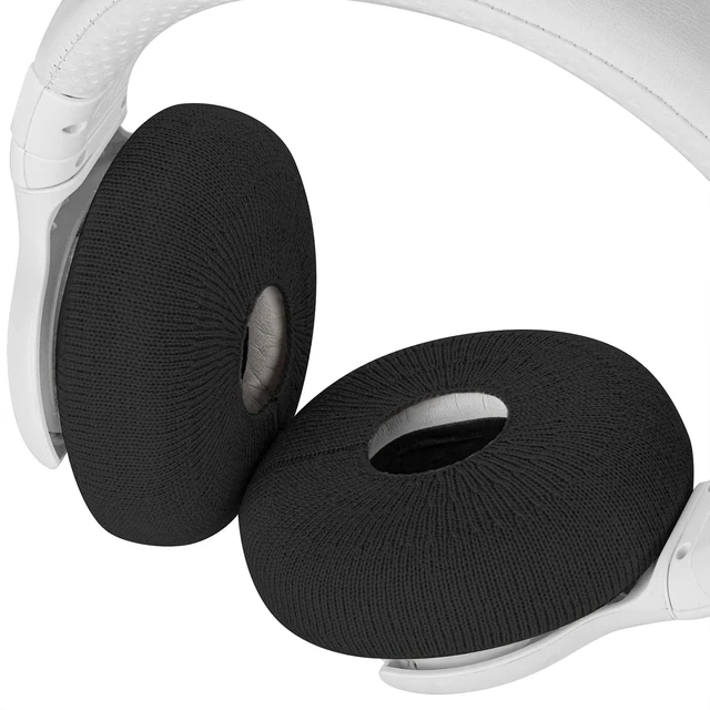 Alt view image 4 of 6 - 2 Pairs Knit Headphones Ear Covers - Product Safety Certified - Washable & Stretchable Sanitary Earcup Protectors for On-Ear Headsets, Sweat Pads for Gym, Meeting (Size S/Black)