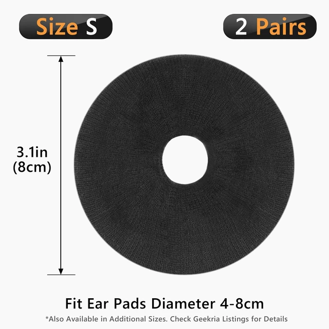 Alt view image 6 of 6 - 2 Pairs Knit Headphones Ear Covers - Product Safety Certified - Washable & Stretchable Sanitary Earcup Protectors for On-Ear Headsets, Sweat Pads for Gym, Meeting (Size S/Black)
