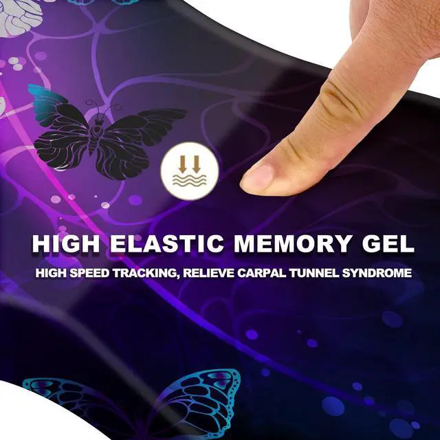 Alt view image 3 of 7 - Ergonomic Mouse Pad with Wrist Rest Support, Massage Design Mouse pad Relief Carpal Tunnel Pain, Entire Memory Foam Non-Slip Mouse Pad, Computer Mouse Pads for Wireless Mouse Pad, Cool Butterfly